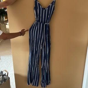Forever 21 blue and white jumpsuit